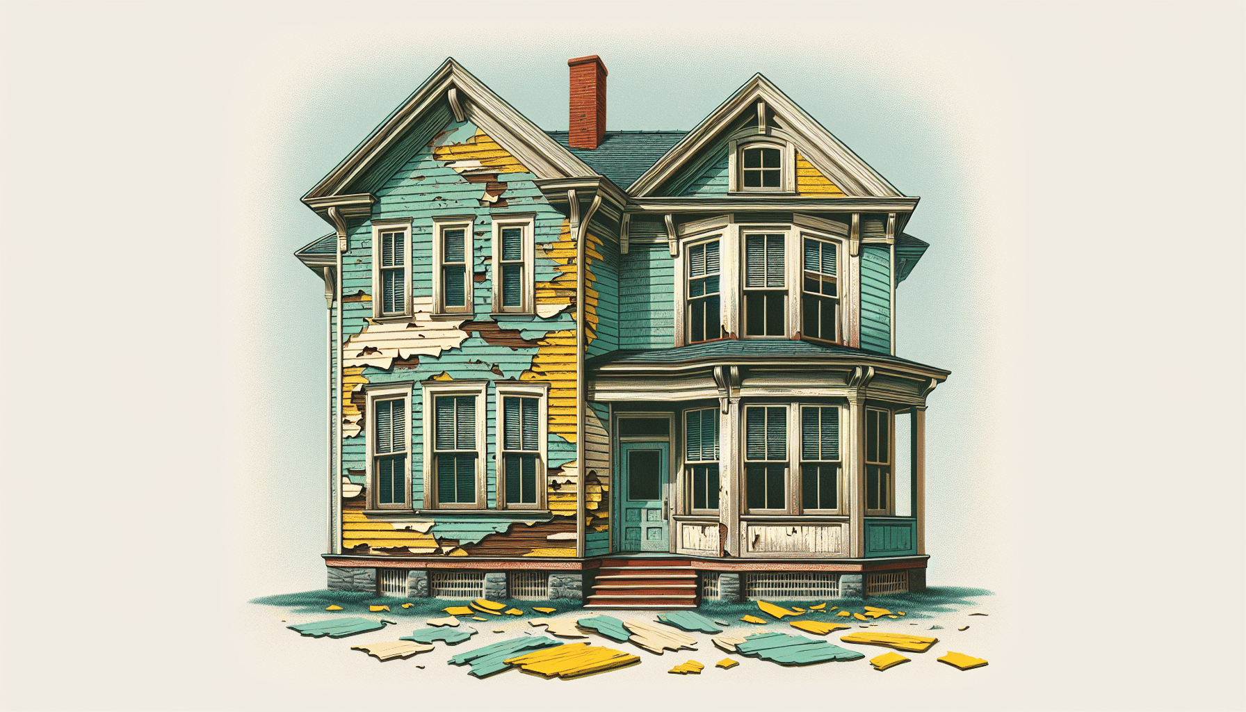 a vintage house with peeling paint