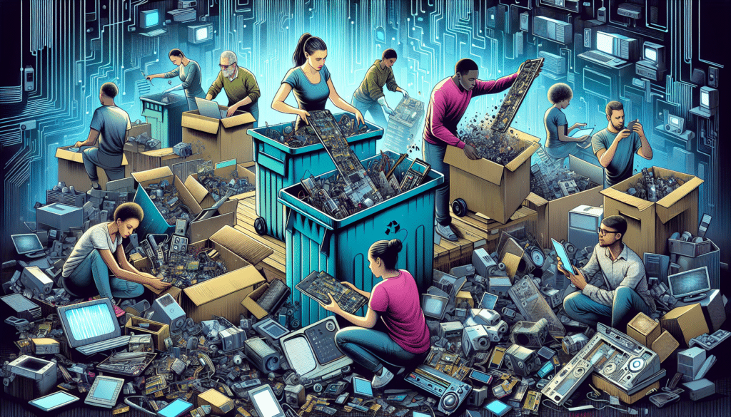 Illustration of electronic waste recycling center