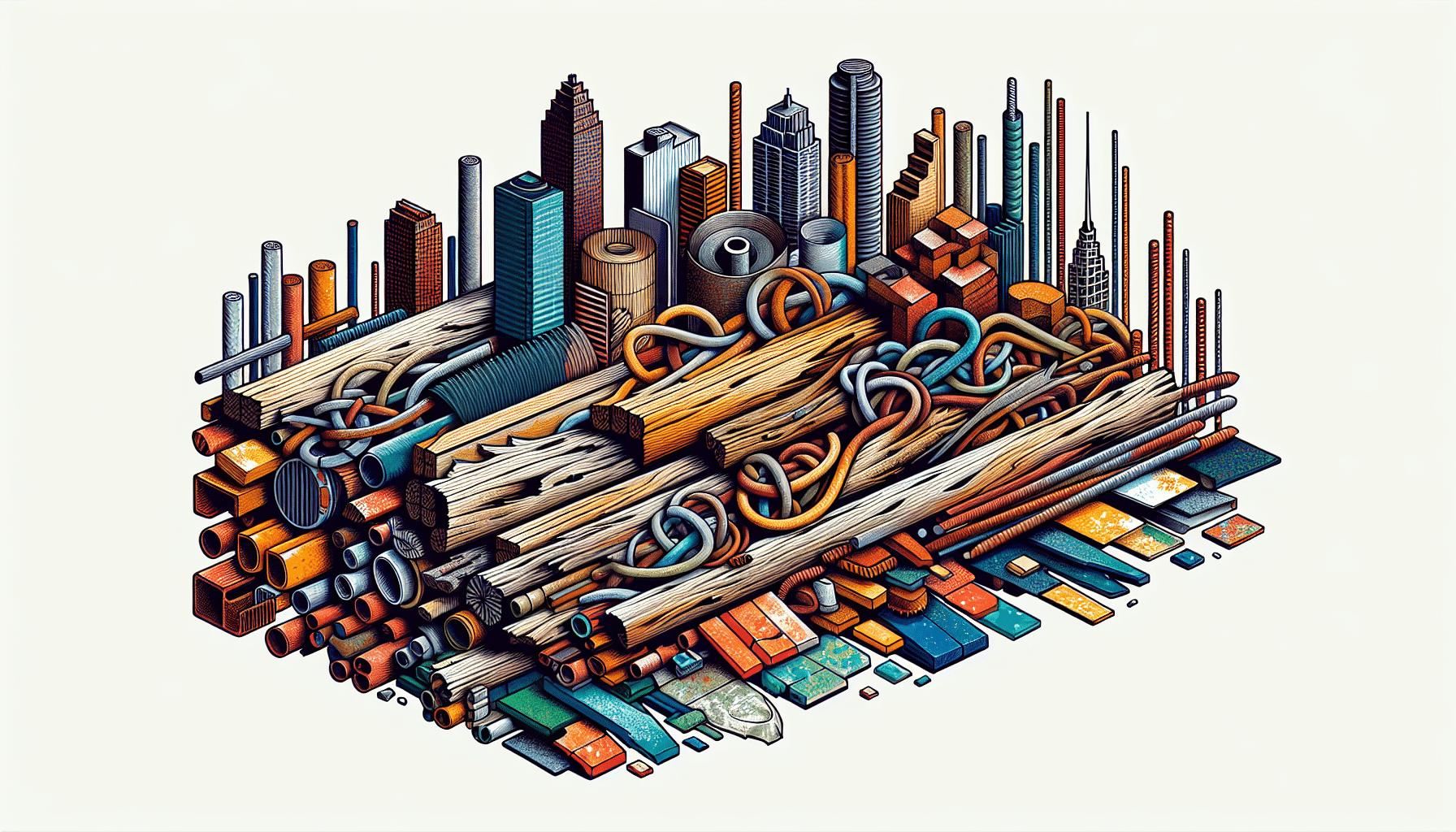 Illustration of reclaimed construction materials in Corpus Christi