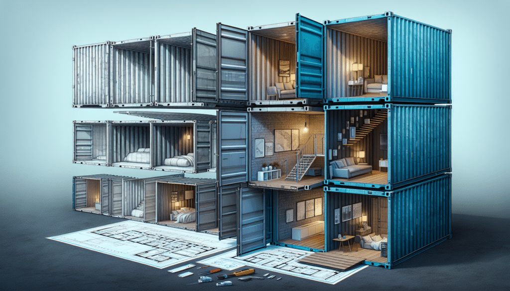 Illustration of a container being transformed into a home