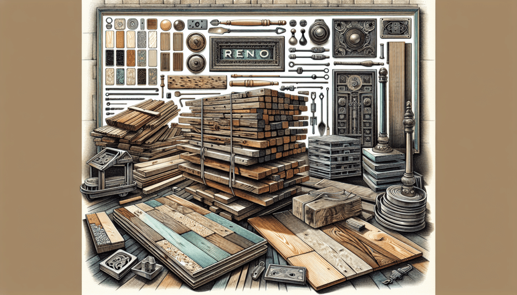 Illustration of various recycled building materials in Reno