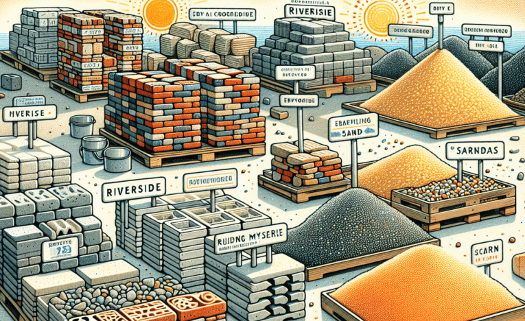 Assorted recycled building materials in Riverside, California