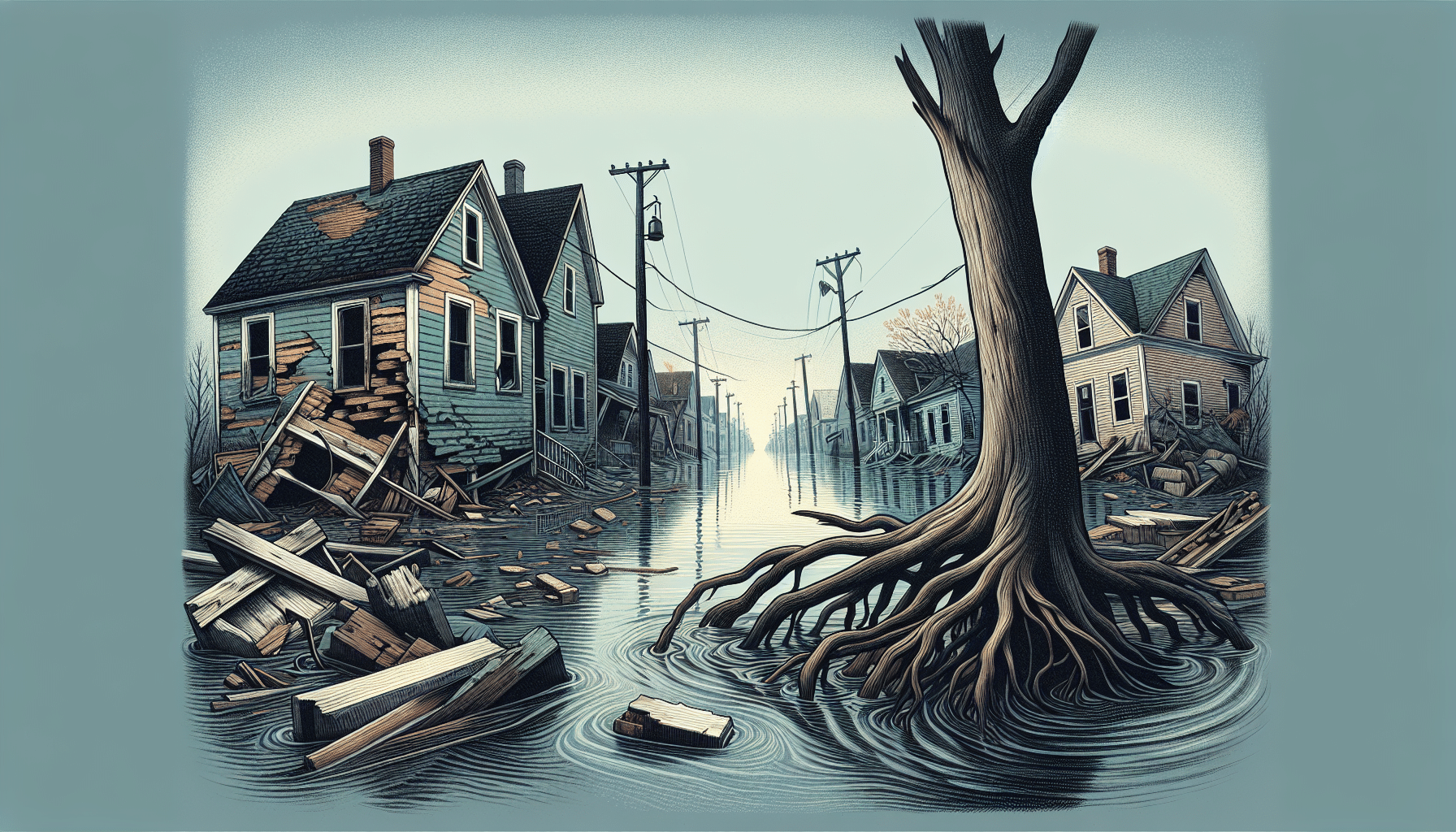 Illustration of flood damage