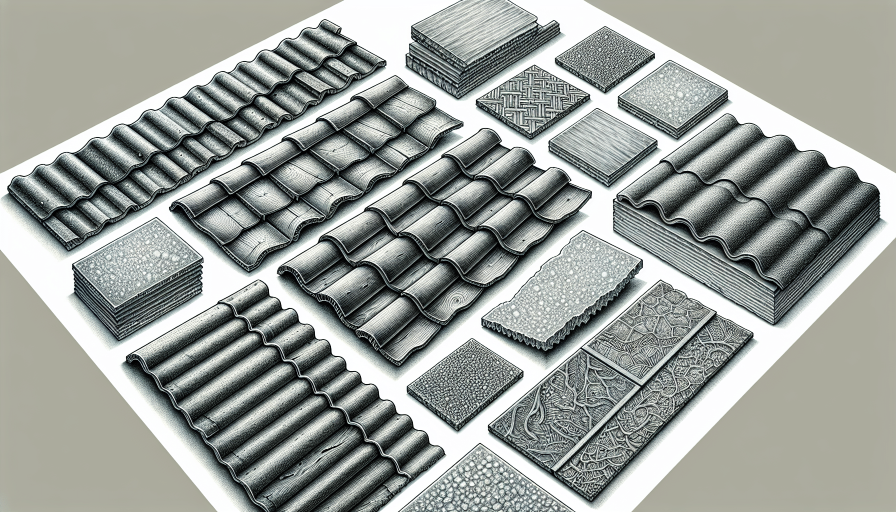 Illustration of asbestos roofing materials