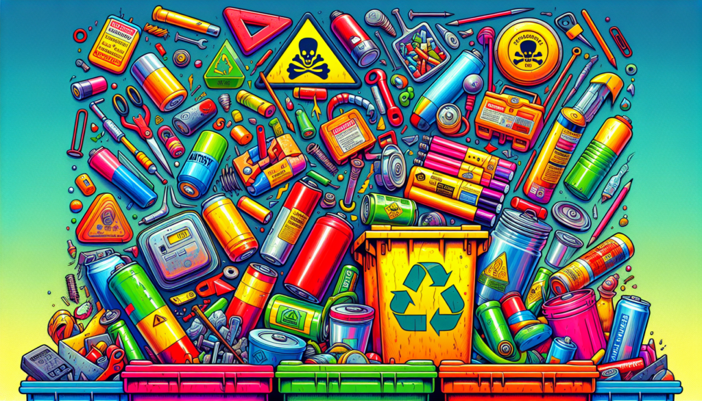 An illustration depicting various types of hazardous waste materials.