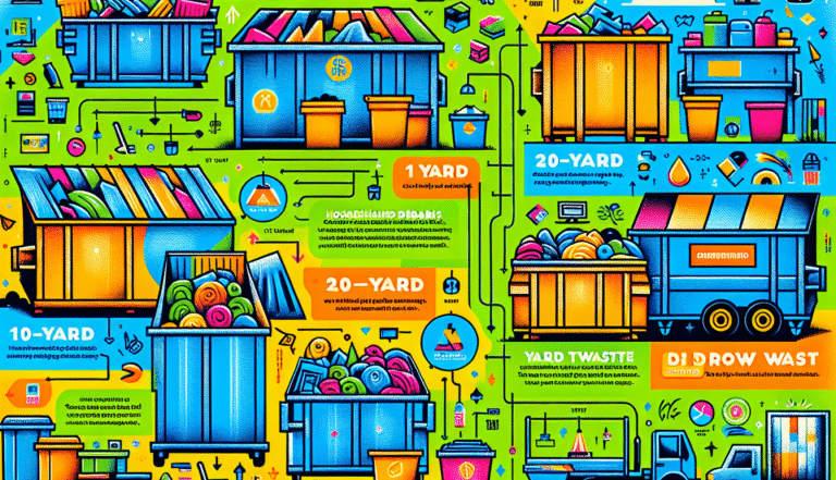 An illustration depicting various dumpster sizes for waste disposal.