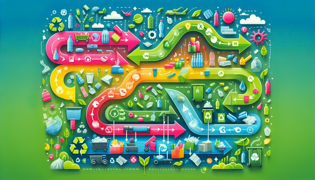 An illustration depicting the economics of recycling plastic, highlighting plastic waste and recycled plastics.