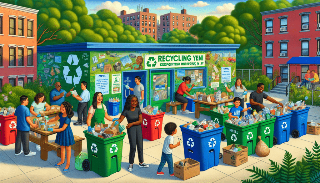 A recycling center in Bronx, NY showcasing various recyclable materials.