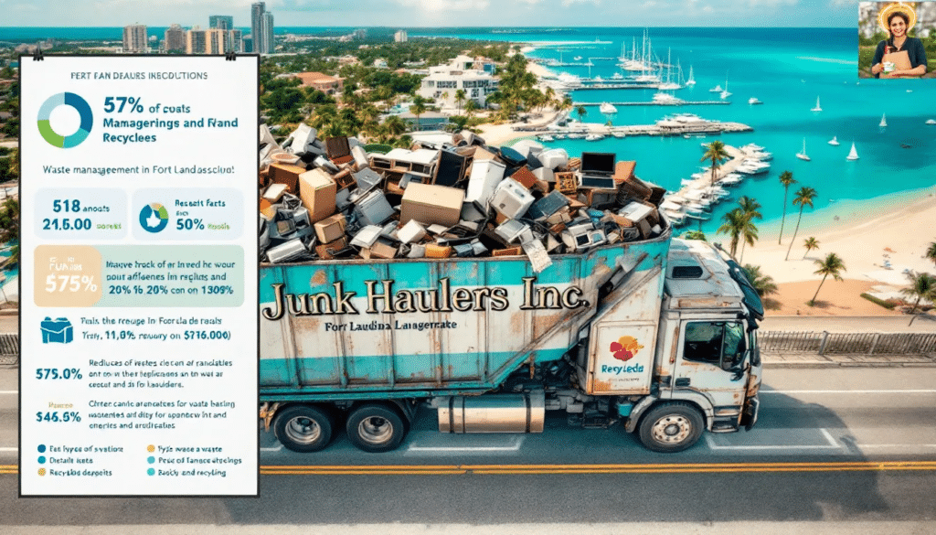 A truck loaded with various waste materials for junk hauling in Fort Lauderdale, FL.