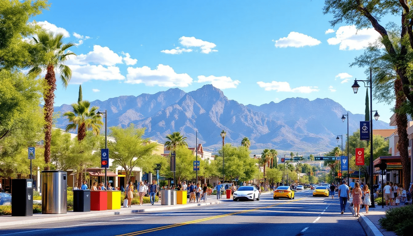 A variety of waste disposal bins in Scottsdale, AZ.